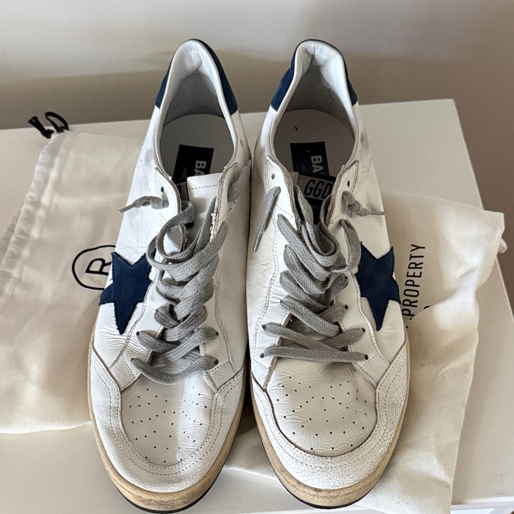 Golden Goose White and Navy Sneakers - Picture 4 of 6